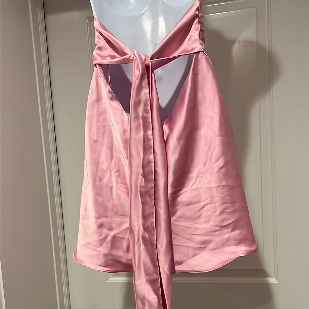 Zara NWT Elegant Pink Halter Dress Size Large - Picture 4 of 5